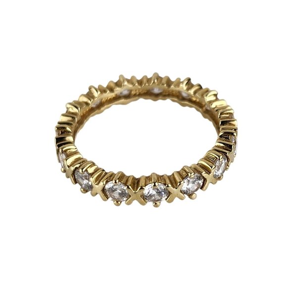 14K Yellow Gold Cubic Zirconia Round Eternity Ring Size 8 - Picture 4 of 5